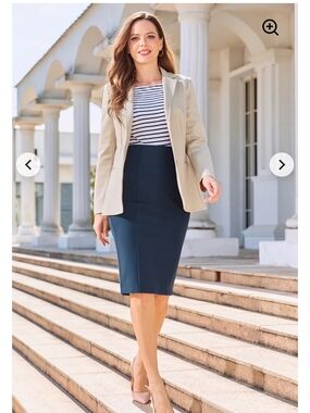BetaBrand Classic Blue Pencil Skirt - Tailored Women's Work Skirt